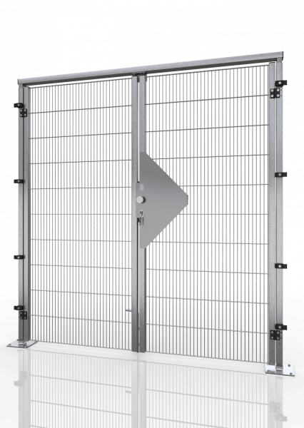 DOUBLE HINGE DOOR FOR WAREHOUSE PARTIONING TS01 ECONFENCE® BASIC LINE ZINC 1900X2000MM