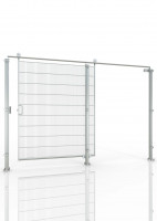 Stainless steel sliding door for machine guarding DIN right HYGIENEFENCE®3000X2000mm