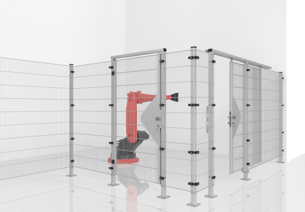 32m - Machine guarding - 8,00 x 8,00m incl. single hinge door - height 2,00m -RAL 7035