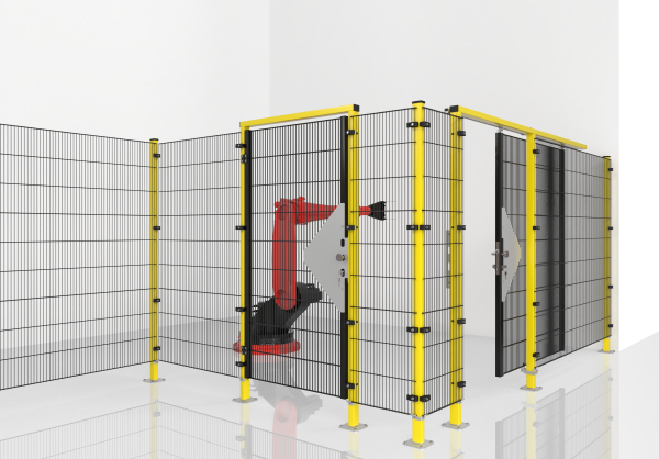 32m - Machine guarding - 8,00 x 8,00m incl. single hinge door - height 2,00m -RAL 1021