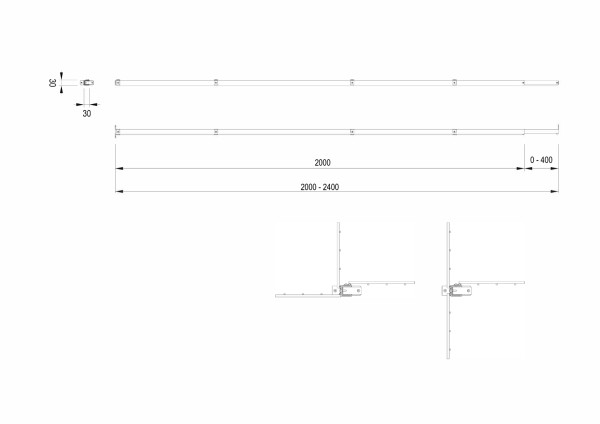 T-post for VarioFence Secure 30x30x2000 partition wall mesh (installation height up to 2400mm)