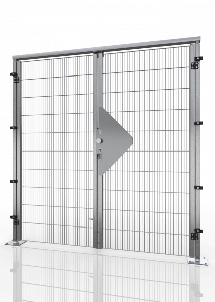 Double-leaf hinged door for mesh partition wall ECONFENCE® BASIC LINE ZINK TS01 1900X2000MM