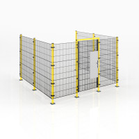 Machine safety fence, fence package ECONFENCE® BASIC LINE 3000x3000 open