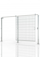 Stainless steel sliding door DIN left for machine guard HYGIENEFENCE®3000X2000mm